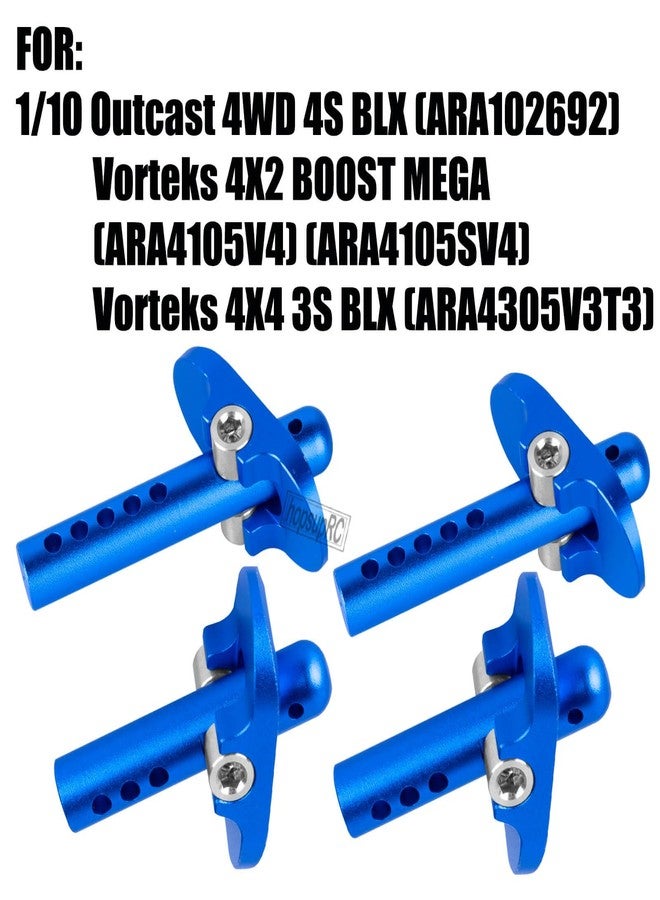 hopsupRC RC Aluminum Front Rear Body Posts Mount Shell Column Fixing Bracket Upgrades Part for 1/10 Outcast 4WD 4S BLX,VORTEKS 4X2 Boost MEGA/4X4 3S BLX,Replaces ARA320453,ARA320357,(Navy Blue) - Image 2